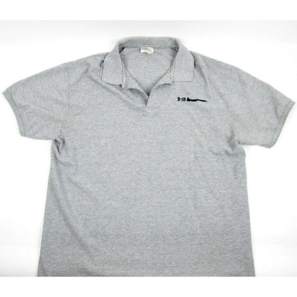 B-1 BOMBER MILITARY Embroidered Jet Air Plane Mens Polo Shirt Gray Size Large L - Picture 1 of 3